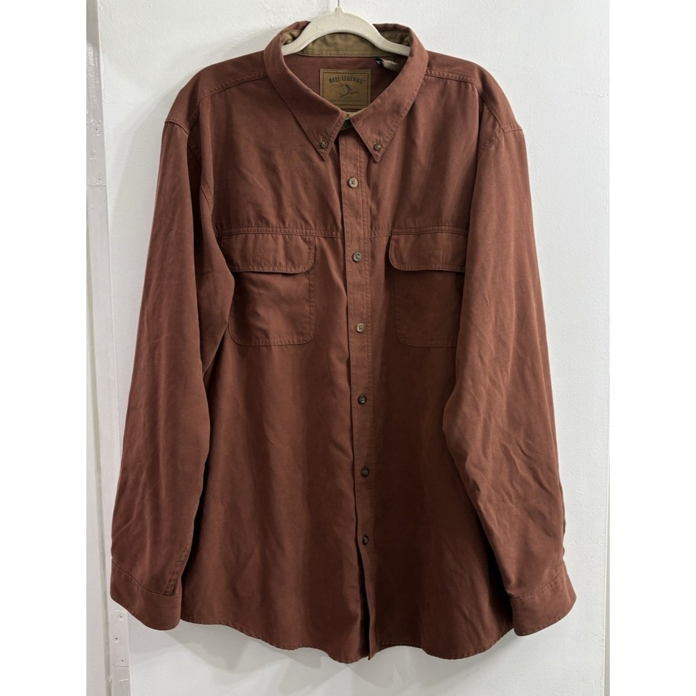 Reel Legends Men's XXL Microsuede Shirt Brown Fishing Hunting Long Sleeve